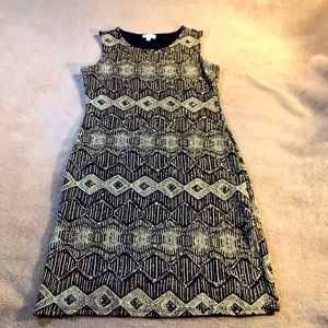 Olivia Matthews Elegant Black and Gold Sleeveless Shimmering Party Dress  Size S